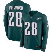 Wholesale Cheap Nike Eagles #28 Wendell Smallwood Midnight Green Team Color Men's Stitched NFL Limited Therma Long Sleeve Jersey