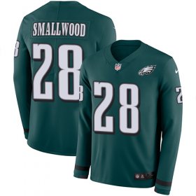 Wholesale Cheap Nike Eagles #28 Wendell Smallwood Midnight Green Team Color Men\'s Stitched NFL Limited Therma Long Sleeve Jersey