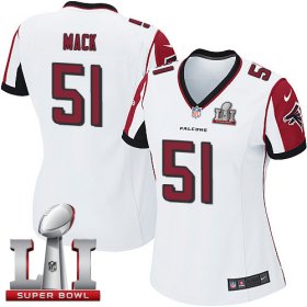 Wholesale Cheap Nike Falcons #51 Alex Mack White Super Bowl LI 51 Women\'s Stitched NFL Elite Jersey