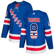 Wholesale Cheap Adidas Rangers #8 Jacob Trouba Royal Blue Home Authentic USA Flag Stitched NHL Jersey