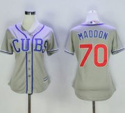 Wholesale Cheap Cubs #70 Joe Maddon Grey Women's Alternate Road Stitched MLB Jersey