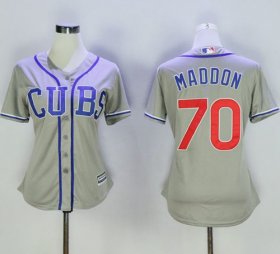 Wholesale Cheap Cubs #70 Joe Maddon Grey Women\'s Alternate Road Stitched MLB Jersey