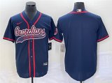 Wholesale Cheap Men's Cleveland Guardians Blank Navy Cool Base Stitched Jersey