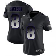 Wholesale Cheap Nike Ravens #8 Lamar Jackson Black Women's Stitched NFL Vapor Untouchable Limited Smoke Fashion Jersey