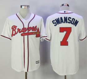 Wholesale Cheap Braves #7 Dansby Swanson White New Cool Base Stitched MLB Jersey