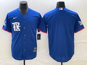 Wholesale Cheap Men\'s Texas Rangers Blank Royal Blue 2023 City Connect Stitched Baseball Jersey