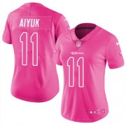 Wholesale Cheap Nike 49ers #11 Brandon Aiyuk Pink Women's Stitched NFL Limited Rush Fashion Jersey