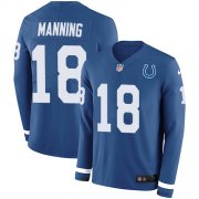 Wholesale Cheap Nike Colts #18 Peyton Manning Royal Blue Team Color Men's Stitched NFL Limited Therma Long Sleeve Jersey