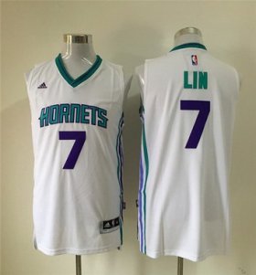Wholesale Cheap Men\'s Charlotte Hornets #7 Jeremy Lin Revolution 30 Swingman 2015 New White Jersey