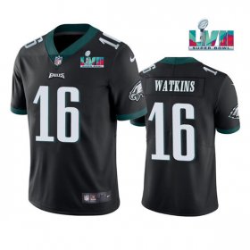 Wholesale Cheap Men\'s Philadelphia Eagles #16 Quez Watkins Black Super Bowl LVII Vapor Untouchable Limited Stitched Jersey
