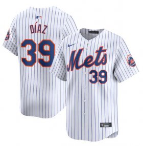Cheap Men\'s New York Mets #39 Edwin Diaz White 2024 Home Limited Stitched Baseball Jersey
