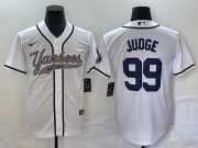 Wholesale Cheap Men's New York Yankees #99 Aaron Judge White Cool Base Stitched Baseball Jersey