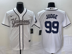 Wholesale Cheap Men\'s New York Yankees #99 Aaron Judge White Cool Base Stitched Baseball Jersey