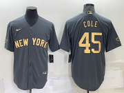 Wholesale Men's New York Yankees #45 Gerrit Cole Grey 2022 All Star Stitched Cool Base Nike Jersey