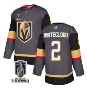 Wholesale Cheap Men\'s Vegas Golden Knights #2 Zach Whitecloud Gray 2023 Stanley Cup Champions Stitched Jersey