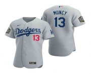 Wholesale Cheap Men's Los Angeles Dodgers #13 Max Muncy Gray 2020 World Series Authentic Flex Nike Jersey