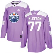 Wholesale Cheap Adidas Oilers #77 Oscar Klefbom Purple Authentic Fights Cancer Stitched NHL Jersey
