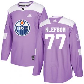 Wholesale Cheap Adidas Oilers #77 Oscar Klefbom Purple Authentic Fights Cancer Stitched NHL Jersey