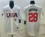 Cheap Men's USA Baseball #28 Nolan Arenado 2023 White World Baseball Classic Replica Stitched Jerseys