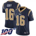 Wholesale Cheap Nike Rams #16 Jared Goff Navy Blue Team Color Men's Stitched NFL 100th Season Vapor Limited Jersey