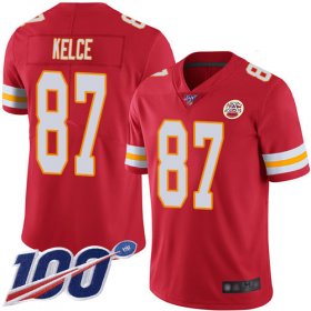Wholesale Cheap Nike Chiefs #87 Travis Kelce Red Team Color Men\'s Stitched NFL 100th Season Vapor Limited Jersey