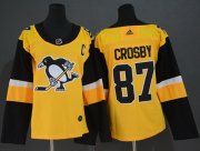 Wholesale Cheap Adidas Penguins #87 Sidney Crosby Gold Alternate Authentic Women's Stitched NHL Jersey