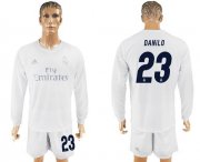Wholesale Cheap Real Madrid #23 Danilo Marine Environmental Protection Home Long Sleeves Soccer Club Jersey