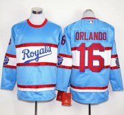 Wholesale Cheap Royals #16 Paulo Orlando Light Blue Long Sleeve Stitched MLB Jersey