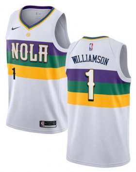 Wholesale Cheap Pelicans 1 Zion Williamson White City Edition Nike Swingman Jersey