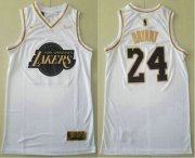 Wholesale Cheap Men's Los Angeles Lakers #24 Kobe Bryant White Gold Nike Swingman Stitched NBA Jersey