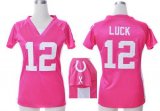 Wholesale Cheap Nike Colts #12 Andrew Luck Pink Draft Him Name & Number Top Women's Stitched NFL Elite Jersey