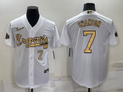 Wholesale Men's Atlanta Braves #7 Dansby Swanson Number White 2022 All Star Stitched Cool Base Nike Jersey