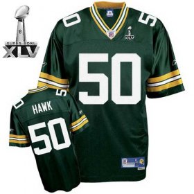 Wholesale Cheap Packers #50 A.J. Hawk Green Super Bowl XLV Stitched NFL Jersey