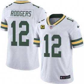 Wholesale Cheap Men\'s Green Bay Packers #12 Aaron Rodgers White With 4-star C Patch Vapor Untouchable Stitched NFL Limited Jersey