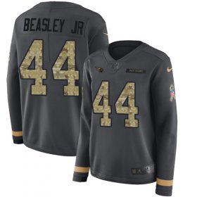 Wholesale Cheap Nike Titans #44 Vic Beasley Jr Anthracite Salute to Service Women\'s Stitched NFL Limited Therma Long Sleeve Jersey