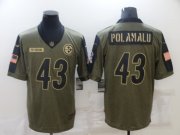 Wholesale Cheap Men's Pittsburgh Steelers #43 Troy Polamalu Nike Olive 2021 Salute To Service Retired Player Limited Jersey