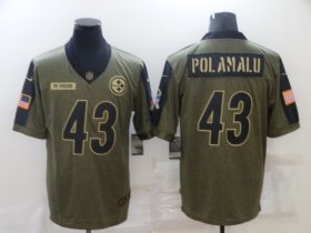 Wholesale Cheap Men\'s Pittsburgh Steelers #43 Troy Polamalu Nike Olive 2021 Salute To Service Retired Player Limited Jersey
