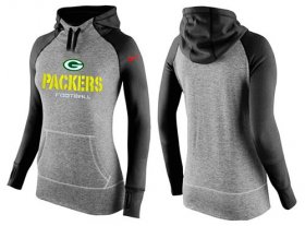 Wholesale Cheap Women\'s Nike Green Bay Packers Performance Hoodie Grey & Black