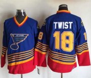 Wholesale Cheap Blues #18 Tony Twist Light Blue/Red CCM Throwback Stitched NHL Jersey