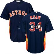 Wholesale Cheap Astros #34 Nolan Ryan Navy Blue Team Logo Fashion Stitched MLB Jersey