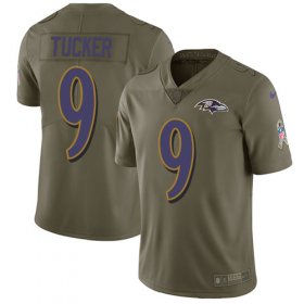 Wholesale Cheap Nike Ravens #9 Justin Tucker Olive Men\'s Stitched NFL Limited 2017 Salute To Service Jersey