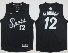 Wholesale Cheap Men\'s San Antonio Spurs #12 LaMarcus Aldridge adidas Black 2016 Christmas Day Stitched NBA Swingman Jersey