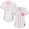 Wholesale Cheap Padres #2 Jose Pirela White/Pink Fashion Women's Stitched MLB Jersey