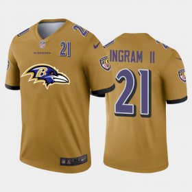 Wholesale Cheap Baltimore Ravens #21 Mark Ingram II Gold Men\'s Nike Big Team Logo Player Vapor Limited NFL Jersey