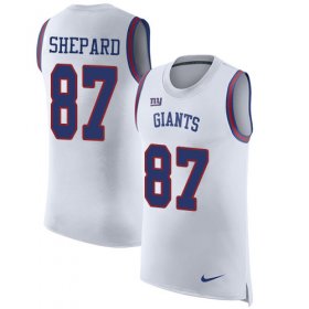 Wholesale Cheap Nike Giants #87 Sterling Shepard White Men\'s Stitched NFL Limited Rush Tank Top Jersey