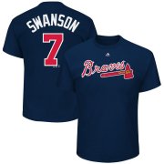 Wholesale Cheap Atlanta Braves #7 Dansby Swanson Majestic Official Name & Number Player T-Shirt Navy