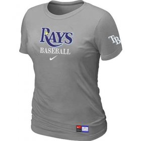 Wholesale Cheap Women\'s Tampa Bay Rays Nike Short Sleeve Practice MLB T-Shirt Light Grey