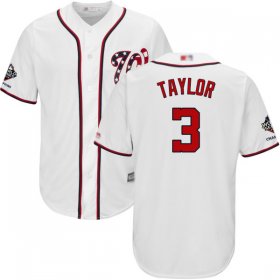 Wholesale Cheap Nationals #3 Michael Taylor White New Cool Base 2019 World Series Champions Stitched MLB Jersey