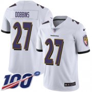 Wholesale Cheap Nike Ravens #27 J.K. Dobbins White Men's Stitched NFL 100th Season Vapor Untouchable Limited Jersey