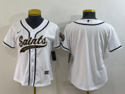 Wholesale Cheap Women's New Orleans Saints Blank White With Patch Cool Base Stitched Baseball Jersey